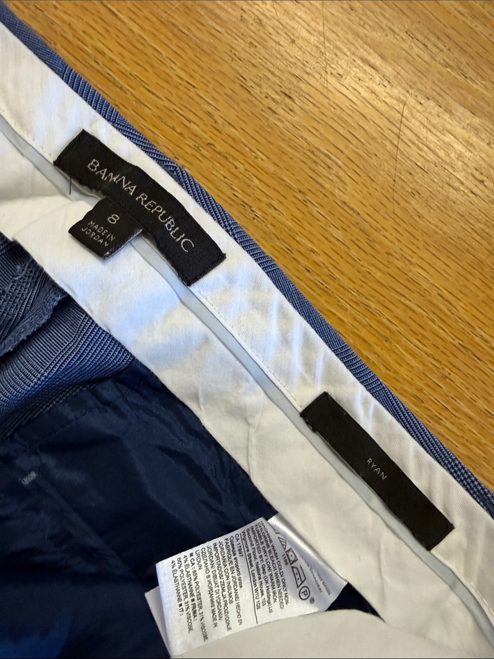 Banana Republic Ryan Blue Glen Plaid Ankle Pants Size 8 Stretch Trouser